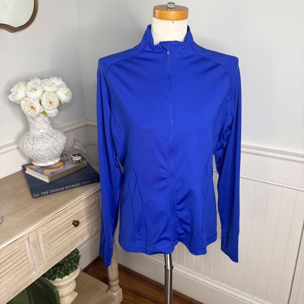 Porsche Womens Royal Blue Full Zip Track Jacket Mock Neck Size M